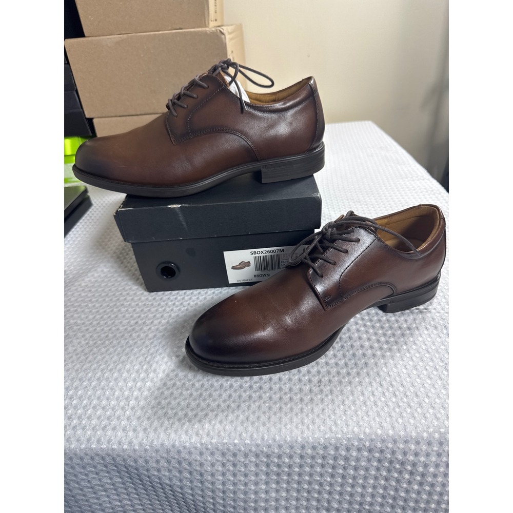 Bruno Marc Dress Shoes Mens 9.5 SBOX26007M Brown Burnished Plain Toe NIB